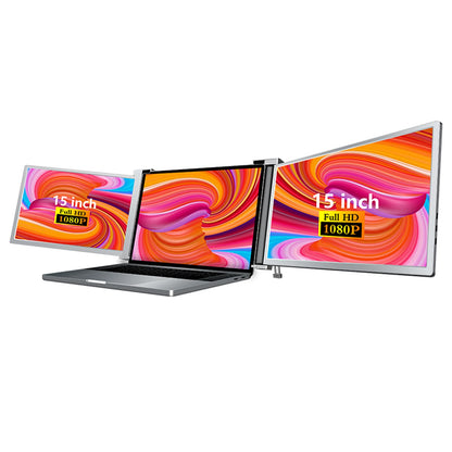 15 inch Monitor Portable Triple-screen Monitor Laptop Expansion Screen 1920*1080 Easy Installation for 15-17 inch Laptop
