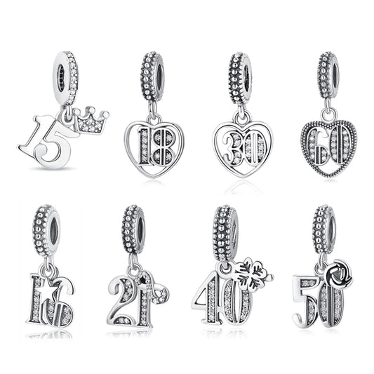 Original 925 Sterling Silver Charms Love Anniversary Birthday Pendant Beads Fit Pandora Bracelets Necklaces Women DIY Jewelry
