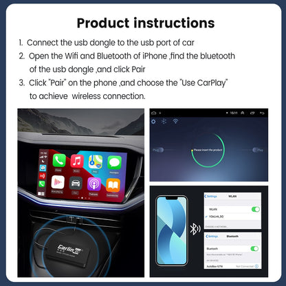Hot Sale CarlinKit USB Wireless CarPlay Dongle Wired Android Auto AI Box Mirrorlink Car Multimedia Player Bluetooth Auto Connect