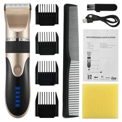Professional Hair Clipper with Battery Power display Men's Barber Beard Trimmer Rechargeable Hair Cutting Machine Ceramic Blade