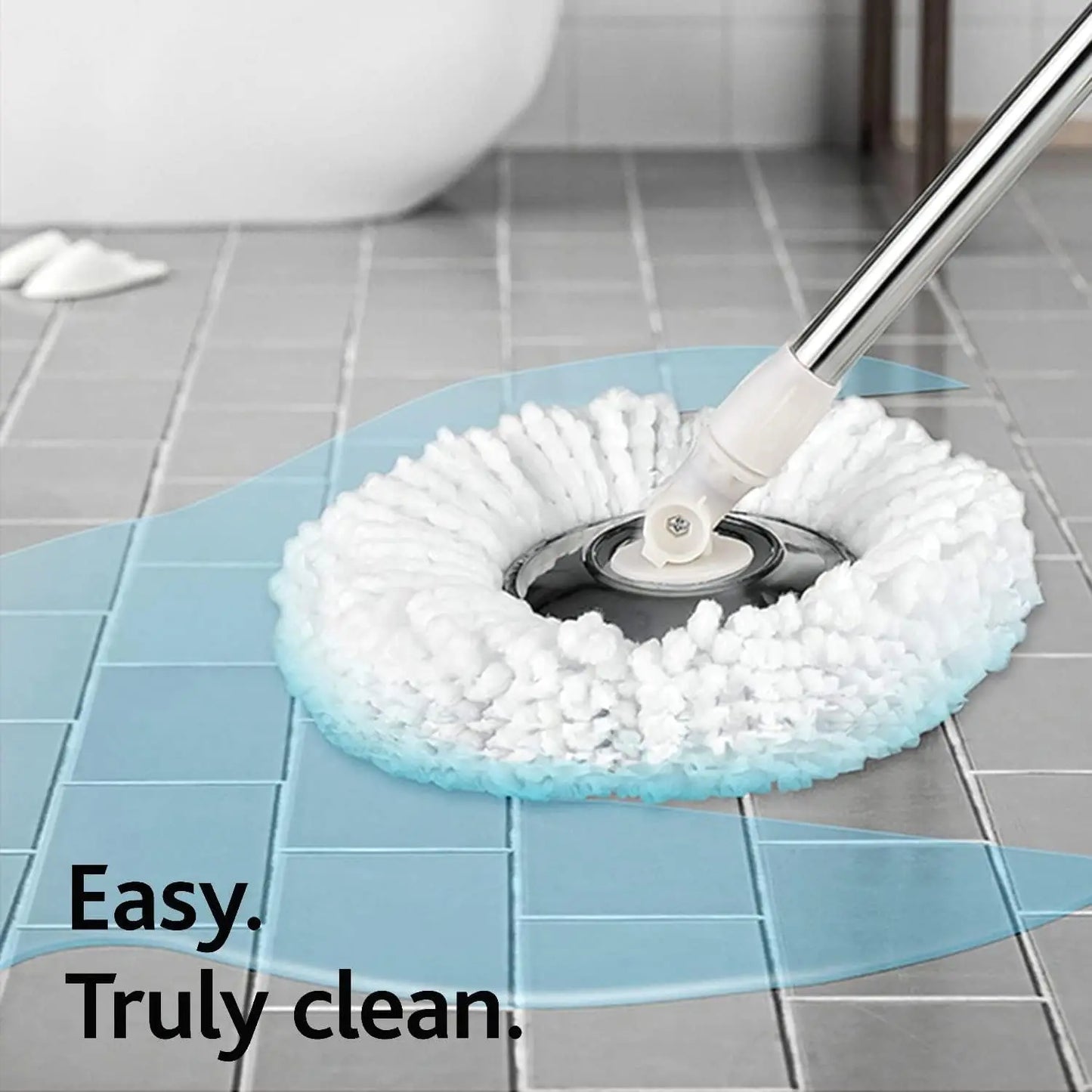 Spin Mop Bucket Sets with 360° Spinning 2 Mop System Tank in 3 Microfiber Replacement Heads, 61" Extended Handle Floor Cleaning