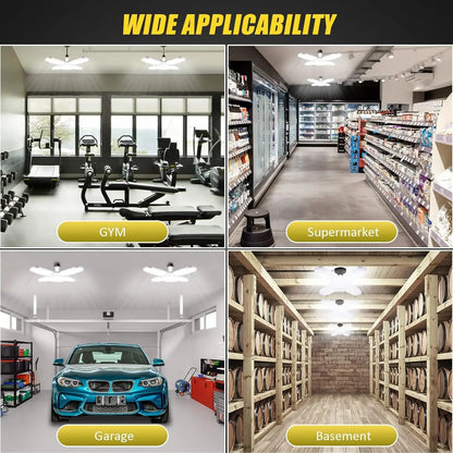 LED Garage Lights 3 Pack 60W Deformable LED Ceiling  Bay Light with Radar Motion Sensor Remote Control  for Basement Warehouse