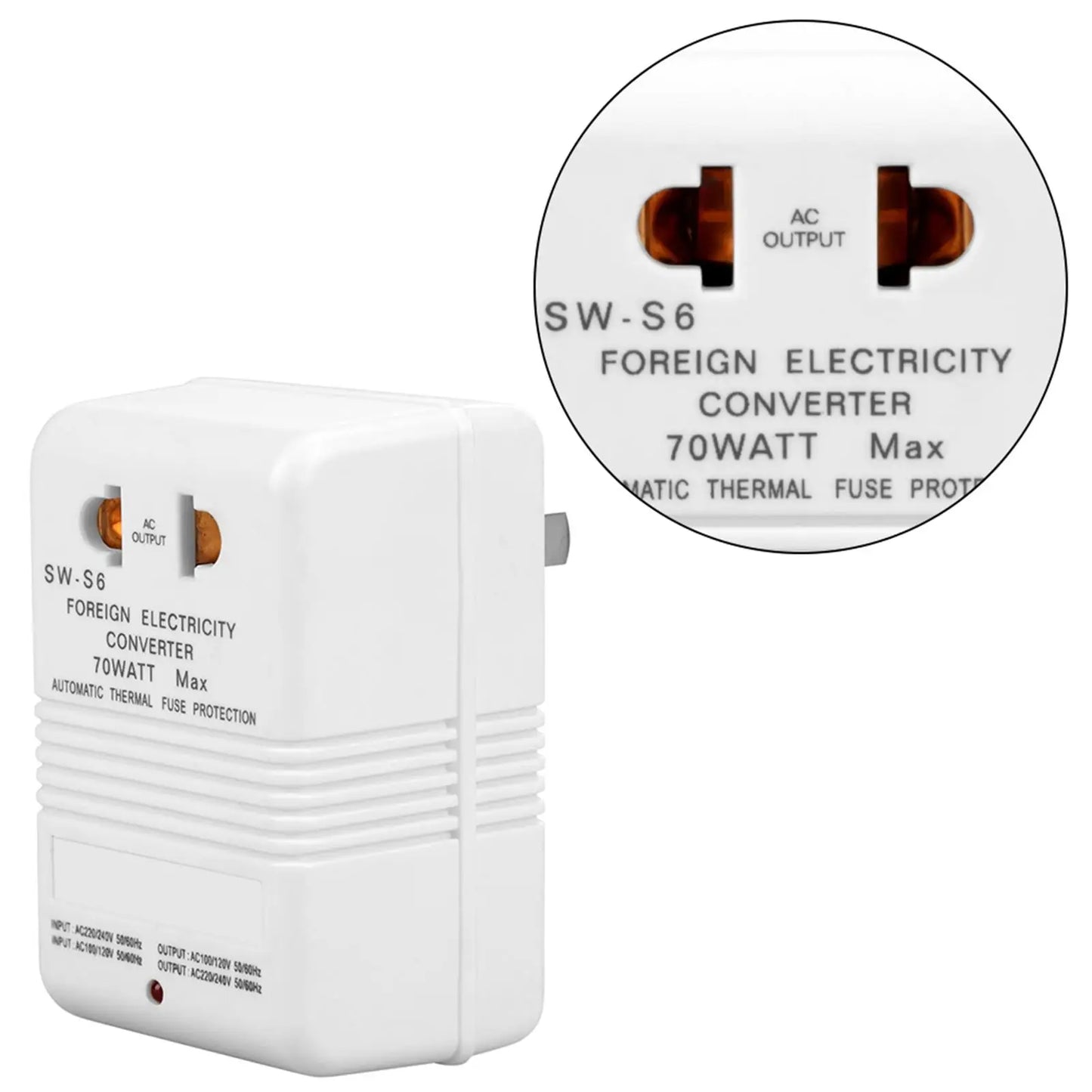 70W Dual Voltage Converter Transformer 110V/120V to 220V/240V with CN Standard Plug - Step-Up & Step-Down