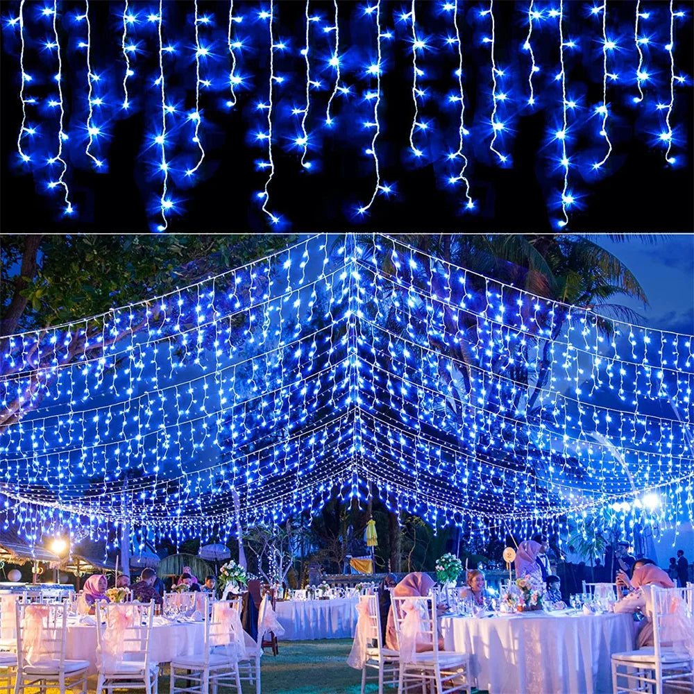 LED Icicle Curtain String Lights