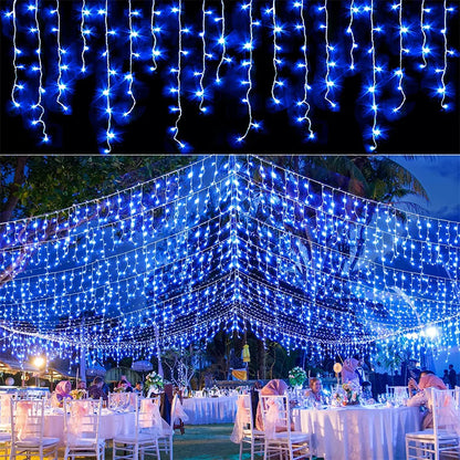 LED Icicle Curtain String Lights