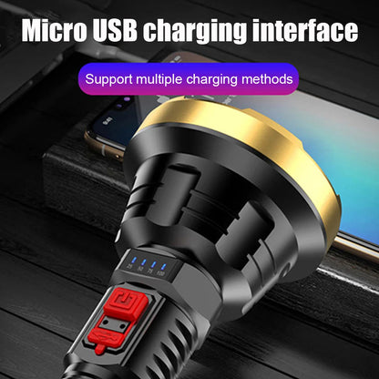 LED Flashlight Searchlight Multifunctional Waterproof Camping Lamp Dimmable Service Work Light Power Display Outdoor Accessories