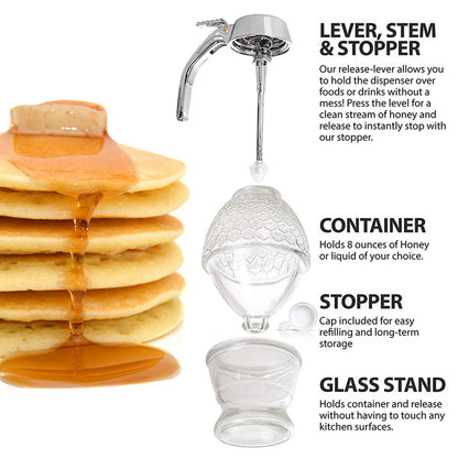 Storage Pot Stand Holder Bee Drip Dispenser Kettle Squeeze Bottle Honey Jar Container