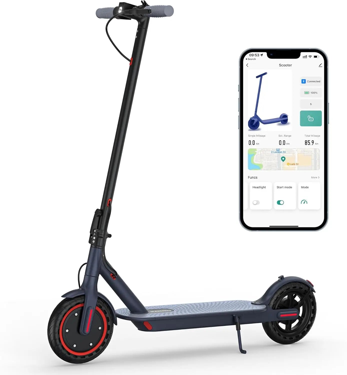 Electric Scooter for Adults, 8.5" Tires, 19Mph Top Speed, 350W Motor, Max 21 Miles Long Range, Folding E-Scooter Dual Braking