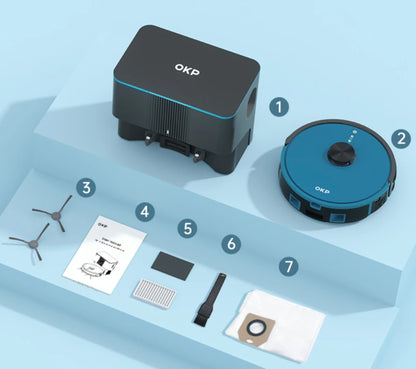 OKP L3 Robot Vacuum with Self-Empty Dock, 3800Pa Suction ,Lidar Navigation, 5L Dust-Bag Hands-Free Cleaning for up to 10 Weeks