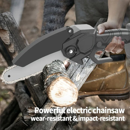 Mini Chainsaw, 6 Inch Portable Cordless Chainsaw With 2 Battery Safety And Full Lock For Wood Cutting, Tree Trimming, Courtyard