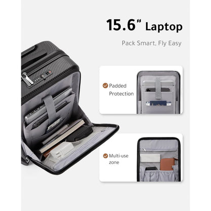 LUGGEX Carry On Luggage 22x14x9 Airline Approved, Expandable Polycarbonate Suitcase with Front Pocket (White, 20 Inch, 36.1L)