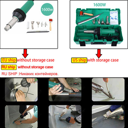 Honhill 1500W 1600W Hot Air Torch Plastic Welding Gun Machine Hot Air Welding PVC Plastic Repairing Machine For Welder + Flat