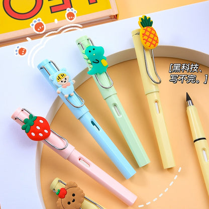 Cartoon Infinity Pencil with Fruits Animal Decoration Eternal Pencil for Kids Cute Stationery Kawaii School Supplies