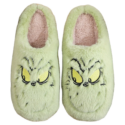 For Grinch Plush Slippers Warm Slip-on House Shoes Comfortable Soft Couple Slippers Thermal Christmas Slippers Autumn Winter