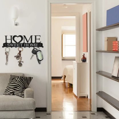 Key Holder Hooks Wall Mounted Key Rack with 10 Hooks Decorative Key Hanger Black Key Organizer for Entryway Front Door NEW