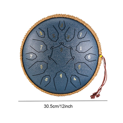 12 Inch 15 Notes Steel Tongue Drum Glucophone Music Drum Ethereal Hand Drum Yoga Meditation Percussion Musical Instruments