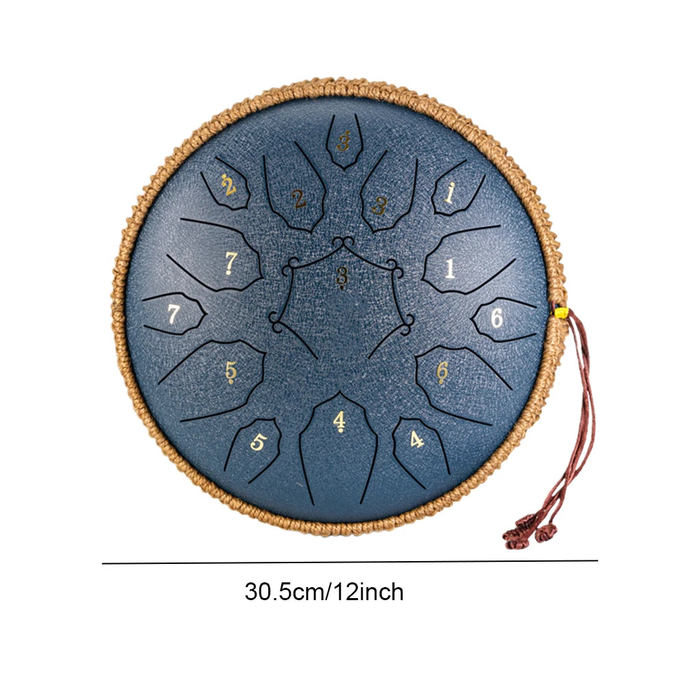 12 Inch 15 Notes Steel Tongue Drum Glucophone Music Drum Ethereal Hand Drum Yoga Meditation Percussion Musical Instruments