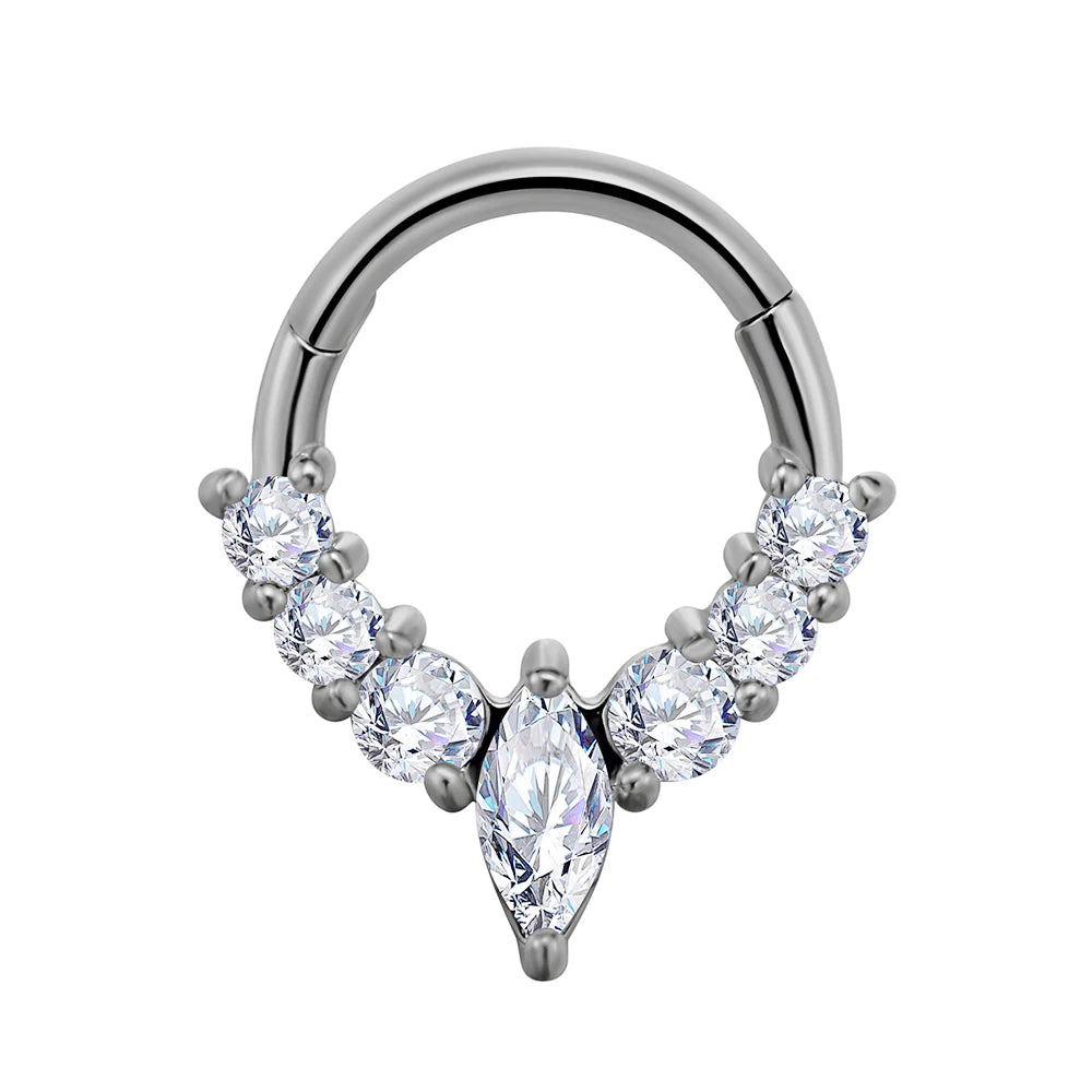 Flowers Nose Ring Septum 100% 316L Surgical Steel Zircon Clicker Daith Piercing Ear Cartilage Helix Hoop Flowers Water Drops