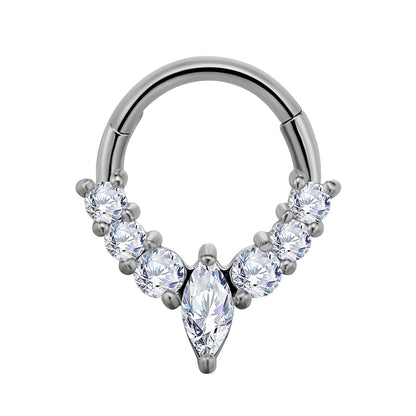 Flowers Nose Ring Septum 100% 316L Surgical Steel Zircon Clicker Daith Piercing Ear Cartilage Helix Hoop Flowers Water Drops