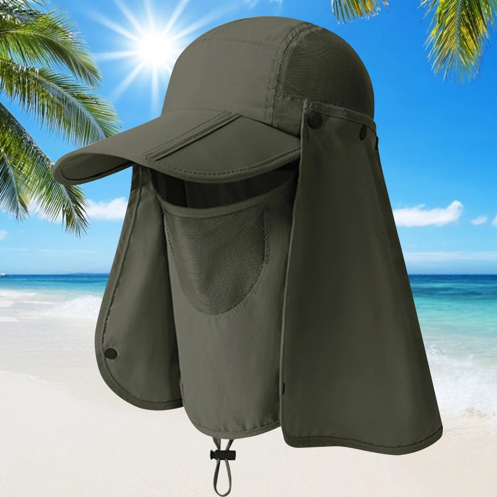 Unisex Outdoor Fishing Hat UV Protection Removable Sunshade Hat Breathable Ear Neck Cover Caps Quick Drying for Riding Fishing