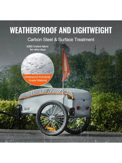 VEVOR Bike Cargo Trailer, 100 lbs Load Capacity, Heavy-Duty Bicycle Wagon Cart, Foldable Compact Storage with Universal Hitch,