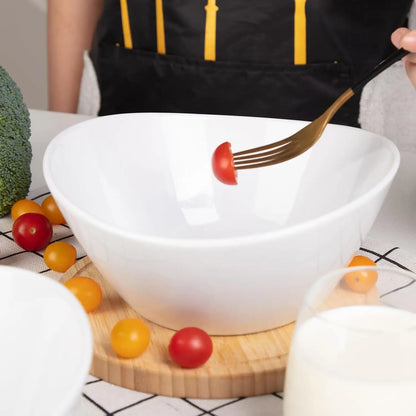 8" Ceramic Deep Soup Bowls & Salad Bowls 42 OZ Large Bowls for Kitchen White Ceramic Serving Bowls for Salads Cereal,Soup