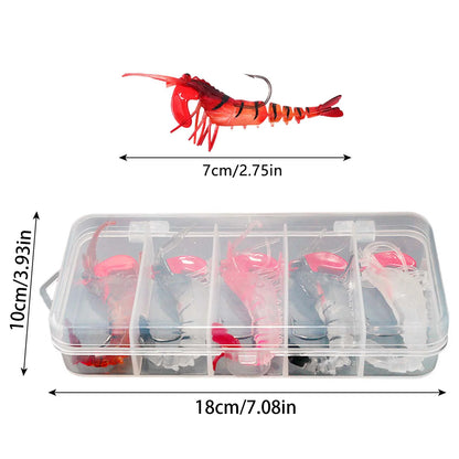 5pcs Soft Shrimp Lure Rigs Fishing Tackle Hooks Jigs Lifelike Swimbait Suitable for Freshwater/Saltwater