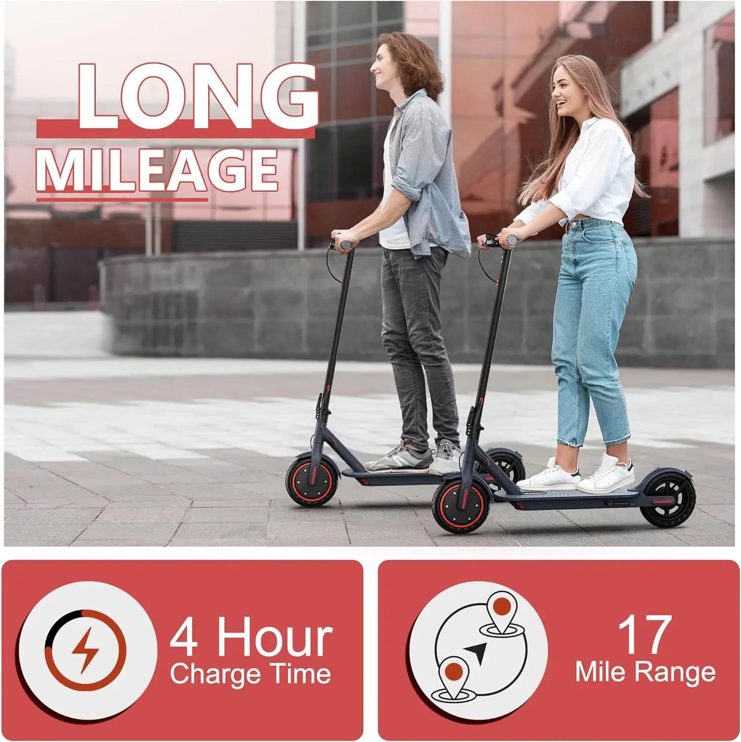 Electric Scooter for Adults, 8.5" Tires, 19Mph Top Speed, 350W Motor, Max 21 Miles Long Range, Folding E-Scooter Dual Braking