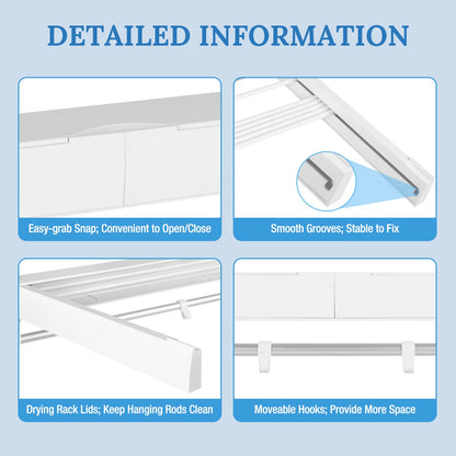 Retractable Clothes Drying Rack White Collapsible Drying Rack for Laundry Invisible Wall Mounted Drying Rack