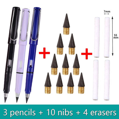 17Pcs/Set Infinity Pencils No Sharpening Eternity Pencils No Ink Kawaii Unlimited Pens Art Supplies School Stationery Nib Eraser