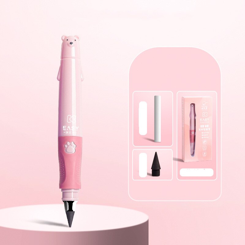 Cute Kids Infinity Pencil Lapiz Infinito Stationery Art Supplies No Ink Magic Pencil lapiz Kawaii Positive Posture Writing Pen