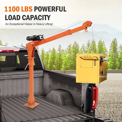 Electric Pickup Truck Crane With Electric Winch 3500 lbs 12V, Folding Truck Jib Cranes Hoist 360° Swivel For Lifting Goods