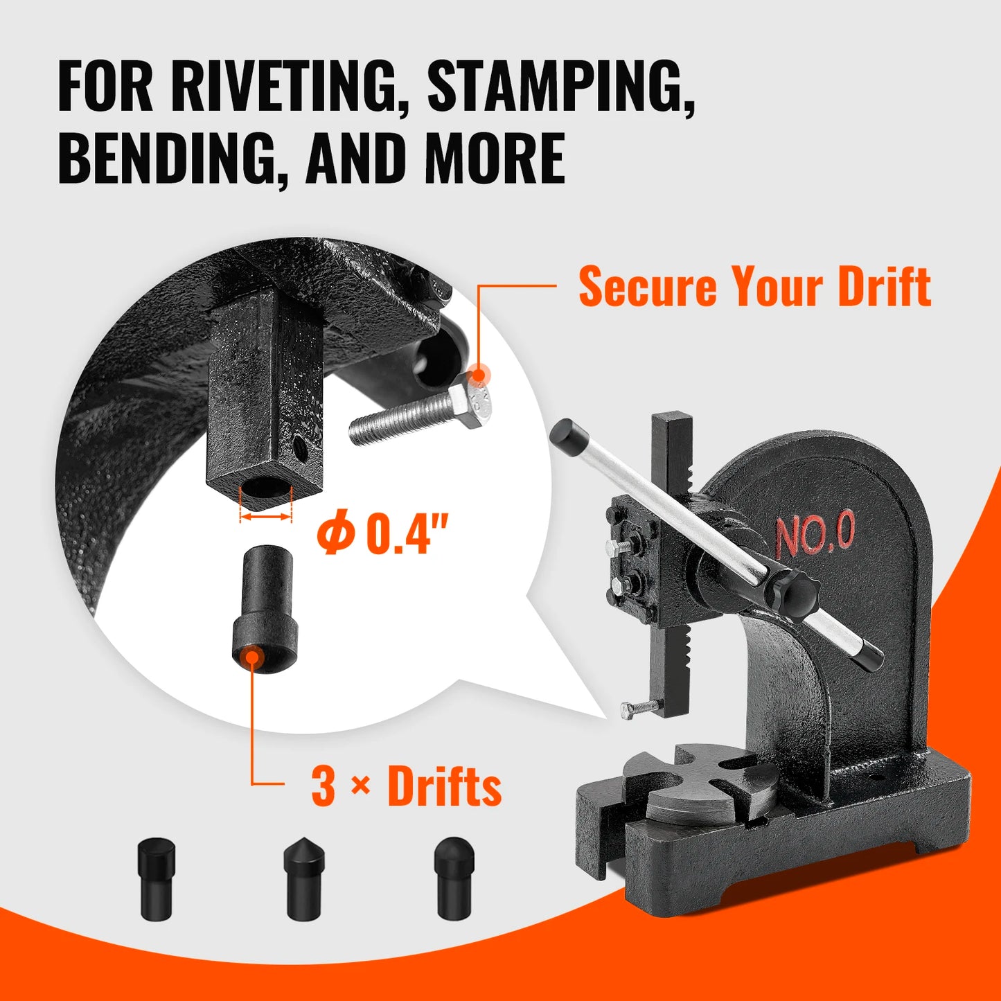 VEVOR Arbor Press 0.5/1/3 T Manual Arbor Press Cast Iron Heavy-duty Manual Desktop Arbor Press Precision Hand Press for Stamping