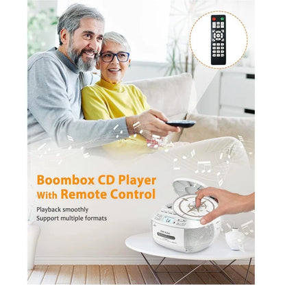 CD Player Boombox Cassette Player Combo with Bluetooth,AM/FM Radio,Stereo Sound with Remote Control,AUX/USB Drive,Tape Recording