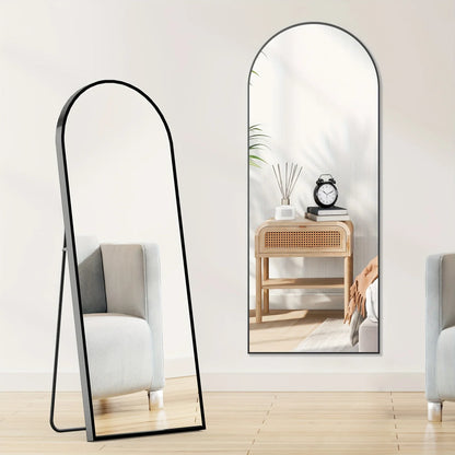 Full Body Mirror - 64"x21" / 59"x16" Size, Tall Arched Floor Standing Mirror with Aluminum Alloy Thin Frame, Suitable for