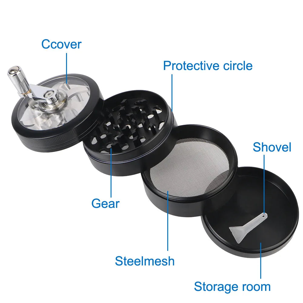 Tobacco Grinder 61MM 4-Layer Hand Tools Spice Cutter Aluminum Alloy Smoking Herb Cutter Latest Lightning-Shaped Portable