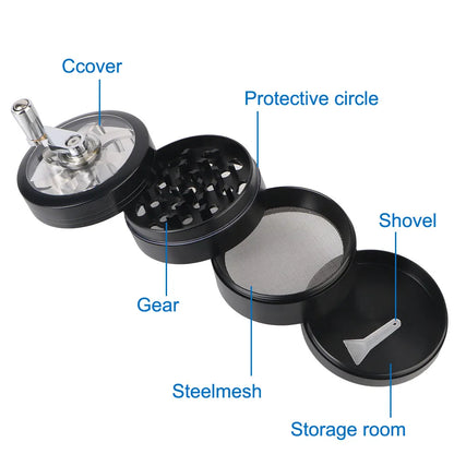 Tobacco Grinder 61MM 4-Layer Hand Tools Spice Cutter Aluminum Alloy Smoking Herb Cutter Latest Lightning-Shaped Portable