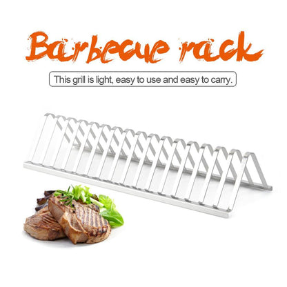 Stainless Steel Barbecue Grill Holder Smoking Rib Racks Grilling BBQ Accessories Outdoor Roasting Stand Picnic Utensil 12inch