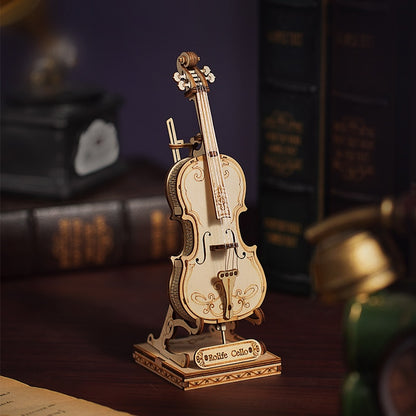 Robotime 3D Musical Instrument Wooden Puzzle Game Assembly Saxophone Drum 4 Kinds DIY Kit Accordion Cello Toy Gift for Children