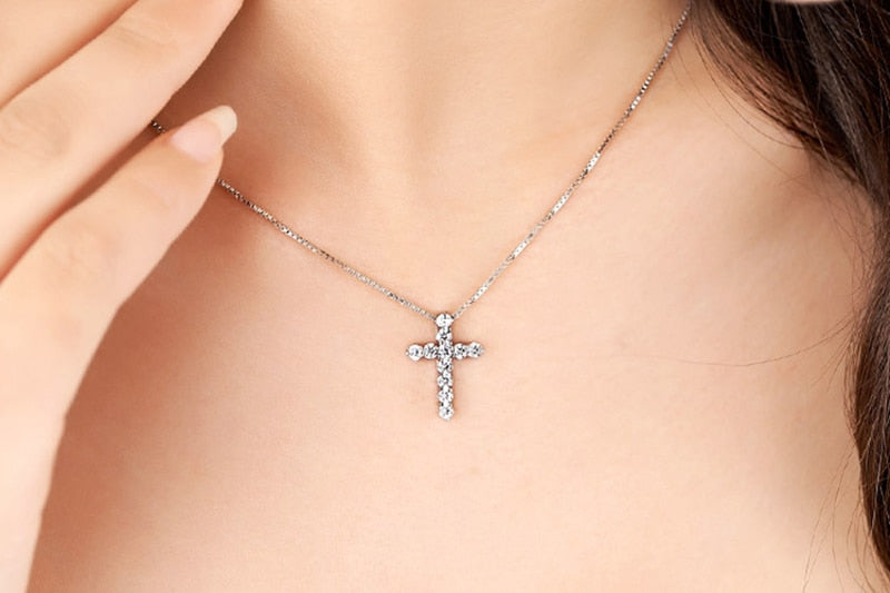 YANHUI Good Quality Cubic Zircon Cross Pendant Necklace Original Tibetan Silver Choker Statement Necklace Women Gift Jewelry