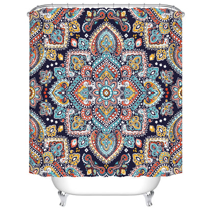 Customized Polyester Shower Curtain Abstract Mandala moon and star bathroom curtain Landscape bath curtain cortinas para bano