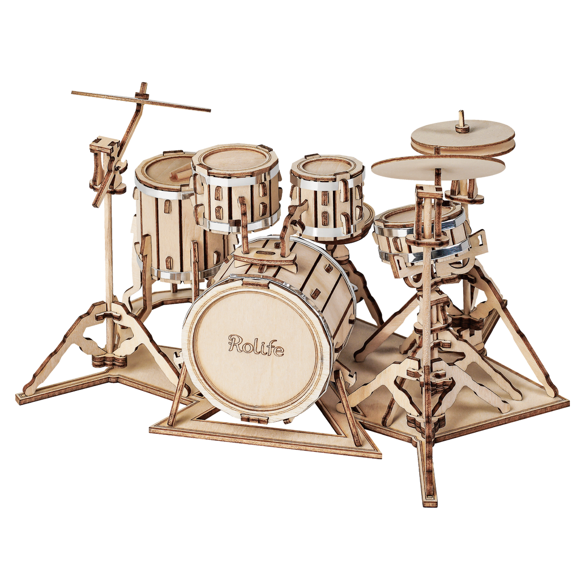 Robotime 3D Musical Instrument Wooden Puzzle Game Assembly Saxophone Drum 4 Kinds DIY Kit Accordion Cello Toy Gift for Children
