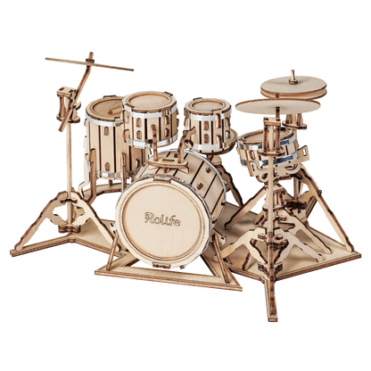 Robotime 3D Musical Instrument Wooden Puzzle Game Assembly Saxophone Drum 4 Kinds DIY Kit Accordion Cello Toy Gift for Children