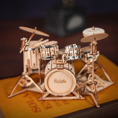 Robotime 3D Musical Instrument Wooden Puzzle Game Assembly Saxophone Drum 4 Kinds DIY Kit Accordion Cello Toy Gift for Children