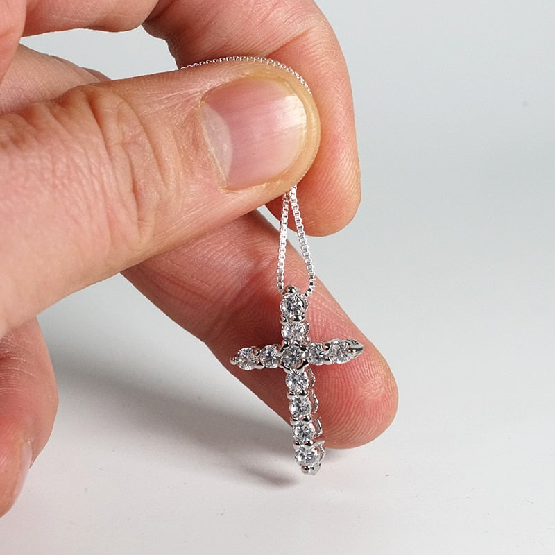 YANHUI Good Quality Cubic Zircon Cross Pendant Necklace Original Tibetan Silver Choker Statement Necklace Women Gift Jewelry