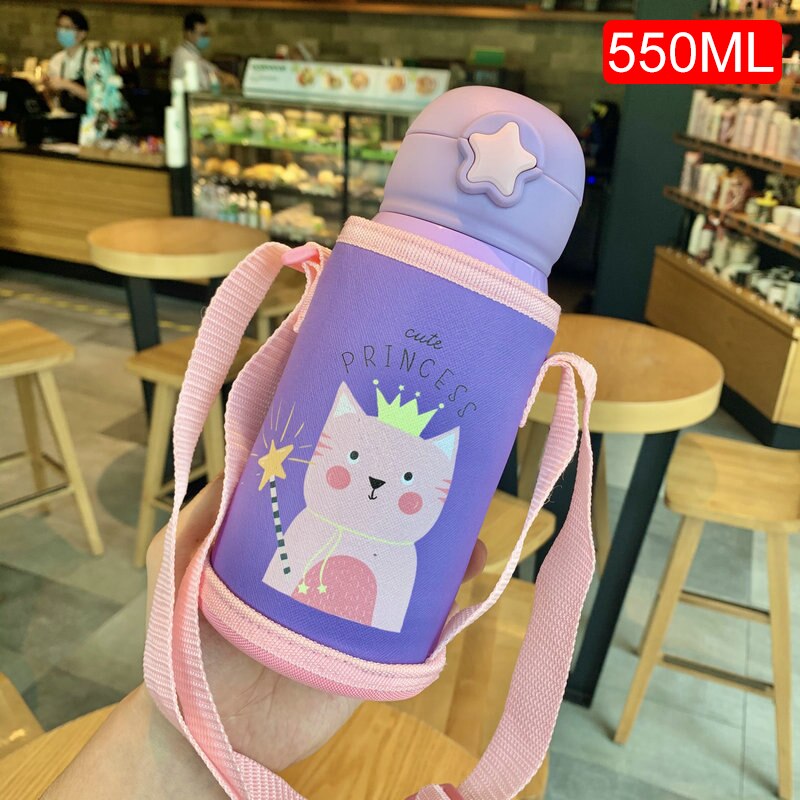 Kids Thermos Mug With Straw Stainless Steel Dobble Vacuum Flasks Children Cute Thermal Water Bottle Tumbler Thermocup