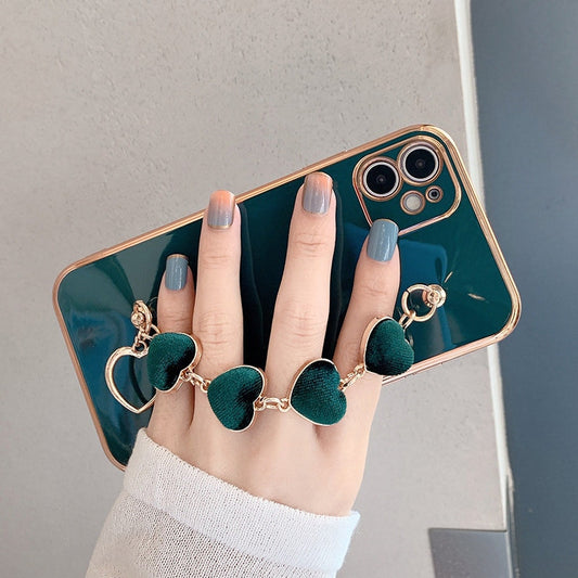 12 Pro Max Case Luxury Plated Electroplated Gold Love Heart Hand Bracelet Cover For iPhone 11 Pro Max 8Plus 7 XR XS X 12 13 Case