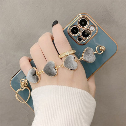 12 Pro Max Case Luxury Plated Electroplated Gold Love Heart Hand Bracelet Cover For iPhone 11 Pro Max 8Plus 7 XR XS X 12 13 Case