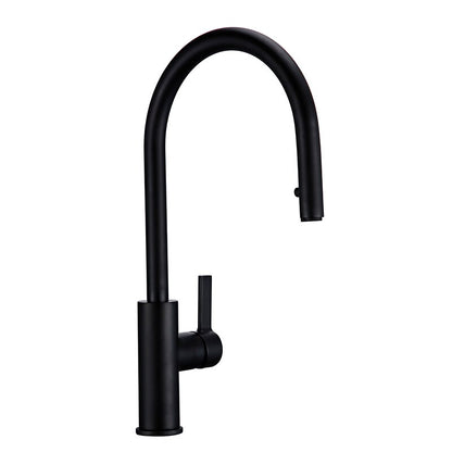 New Arrival Kitchen Faucet Swivel With Invisible Pull Out Nozzle Sprayer Gooseneck Pull Down Mixer Sink Tap in Matt Black