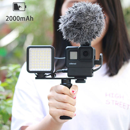 Ulanzi VL49 Mini LED Video Light Dimmable Vlog Light with 3 Cold Shoe Mount Mic Built-in 2000 mAh Battery Type C Charge Light